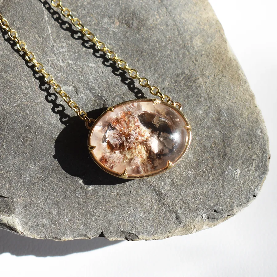 Terra Firma Cabochon Necklace - Yellow Gold & Oval Quartz