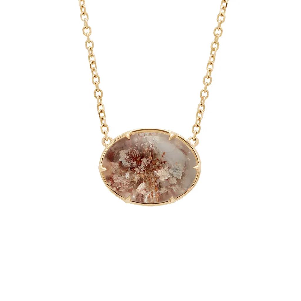 Terra Firma Cabochon Necklace - Yellow Gold & Oval Quartz