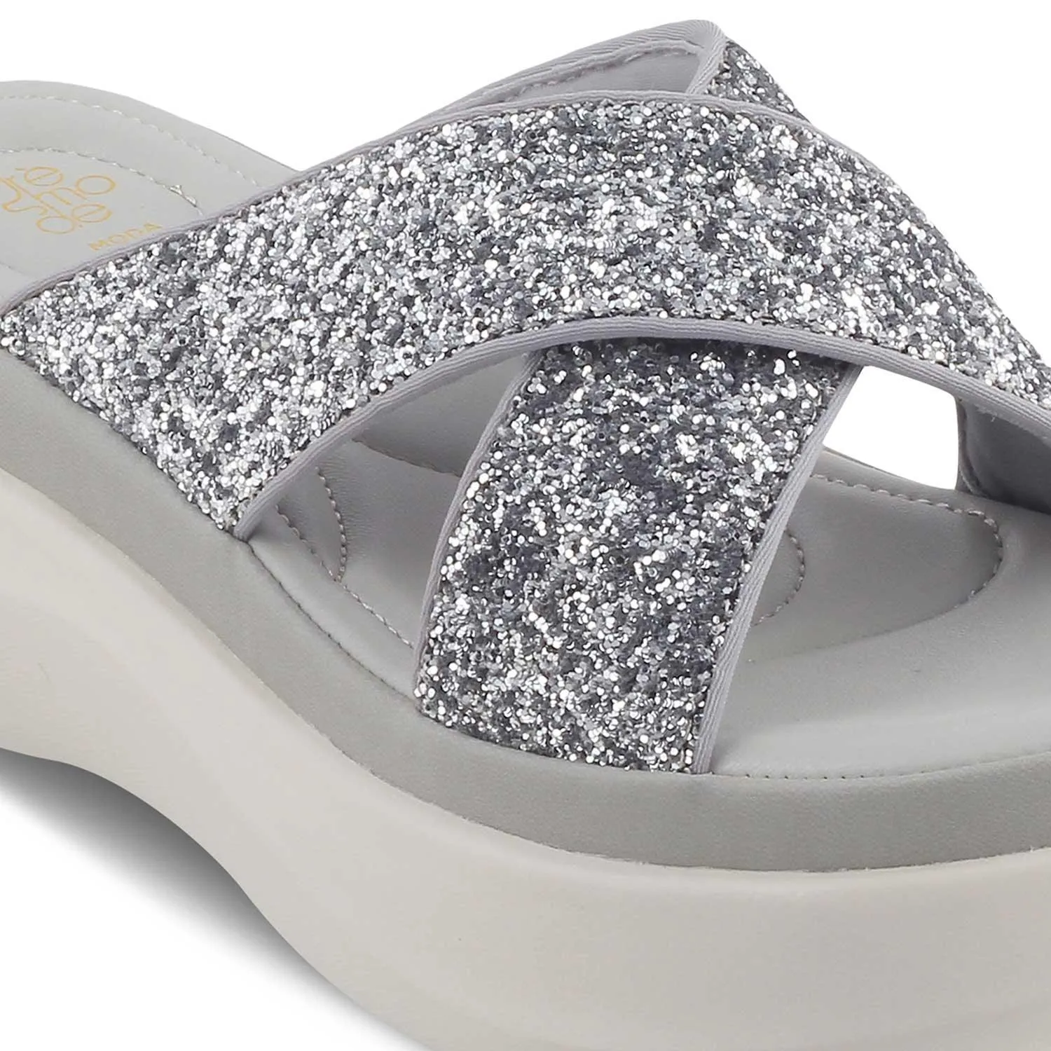 The Tolon Silver Women's Dress Wedge Sandals Tresmode