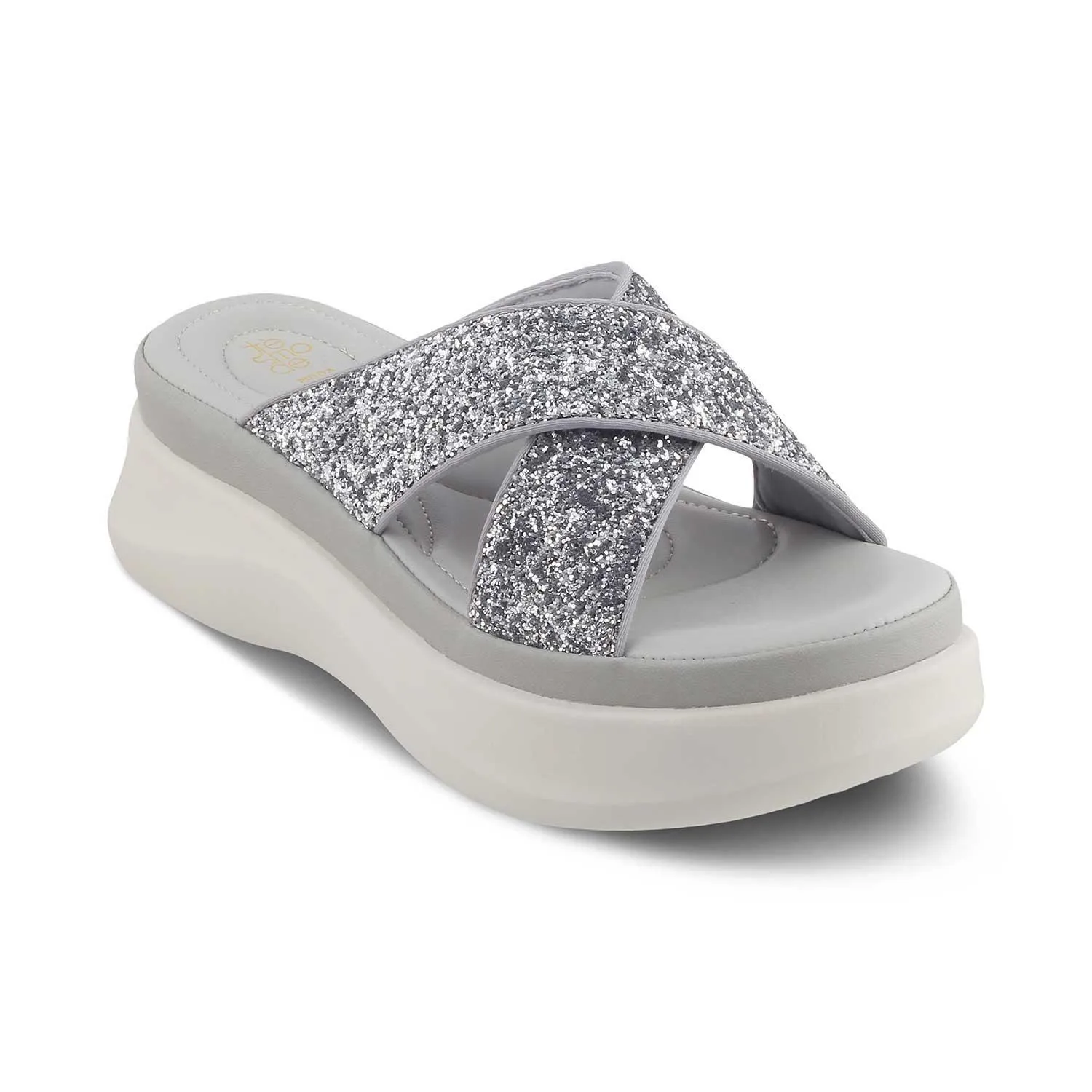 The Tolon Silver Women's Dress Wedge Sandals Tresmode