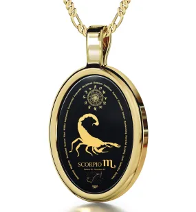 The World of Scorpio, Sterling Silver Gold Plated (Vermeil) Necklace, Onyx