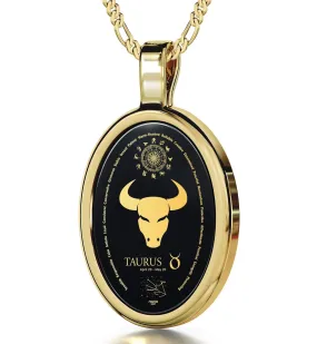 The World of Taurus, 14k Gold Necklace, Onyx