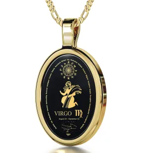 The World of Virgo, 14k Gold Necklace, Onyx