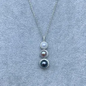 Three Pearls Radiant Trio Pearl Pendant Necklace