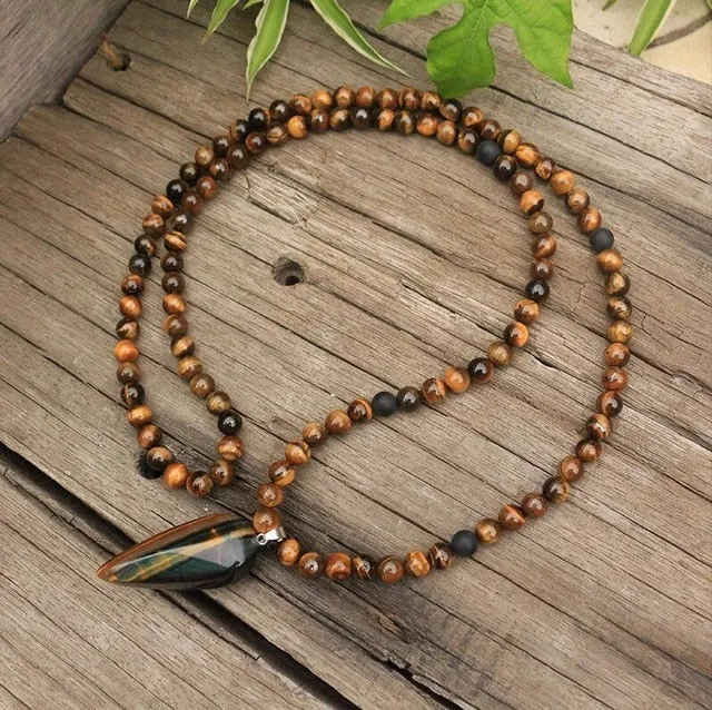 Tigers Eye & Black Onyx Bracelet/Necklace/Mala Set