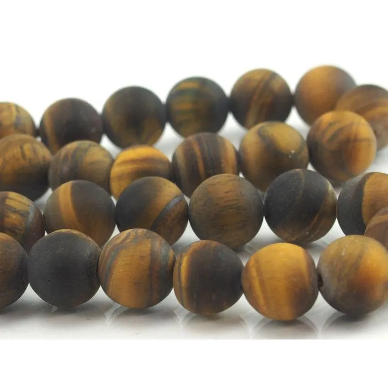 Tiger's Eye Matte Rounds 10mm Bead Strand