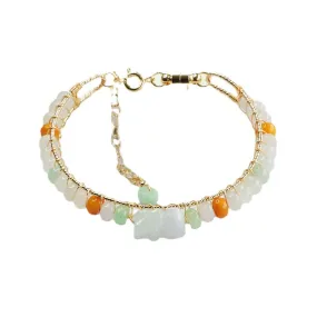 Tri-color Abacus Beads and Sterling Silver Jade Bracelet