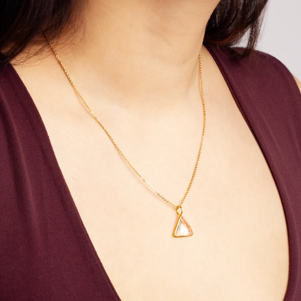 Triad Necklace in Clear Quartz & Gold