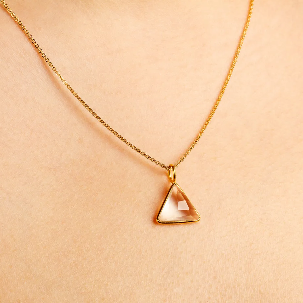 Triad Necklace in Clear Quartz & Gold