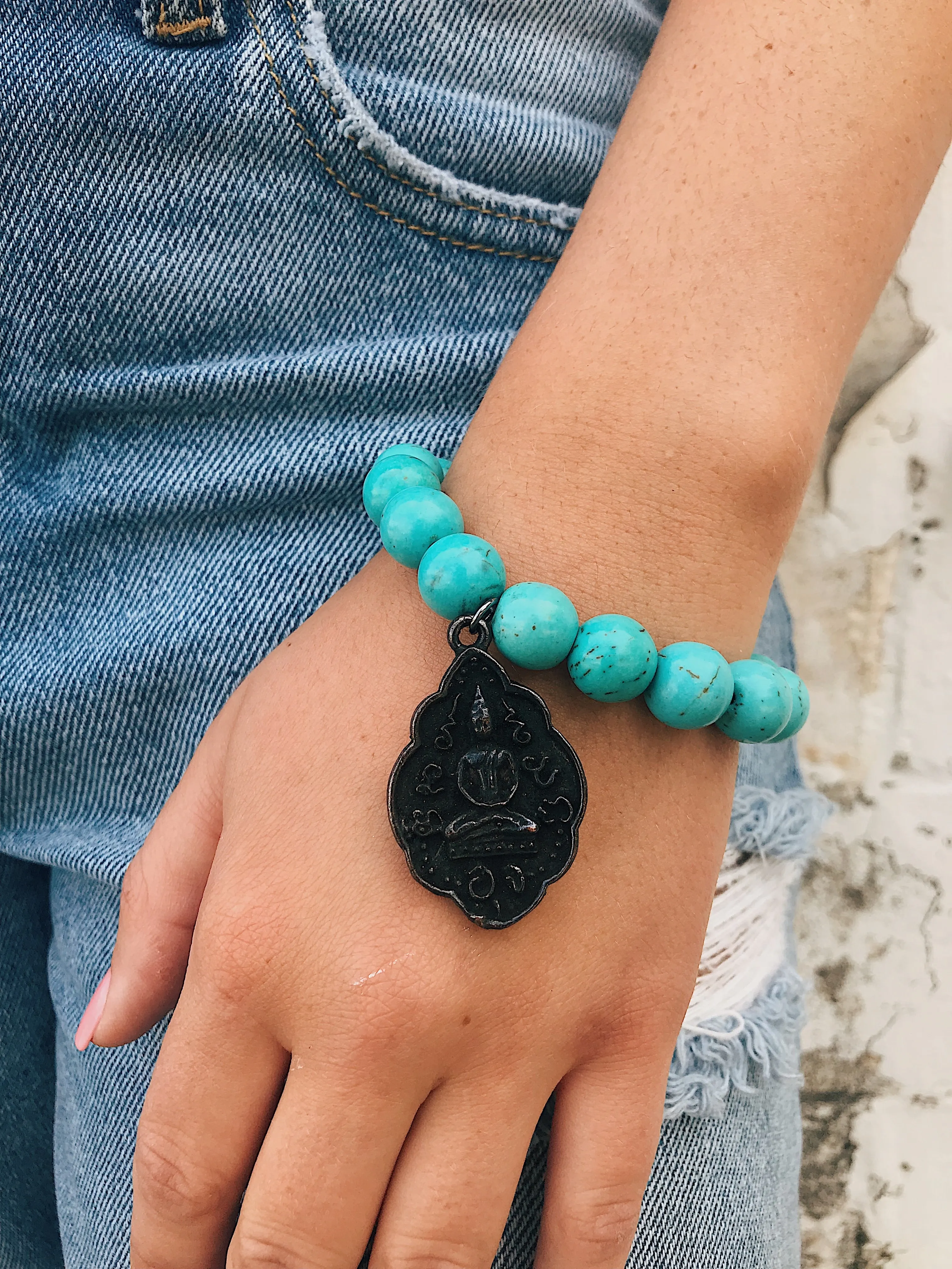 Various Gemstone Bracelet // Buddha Charm