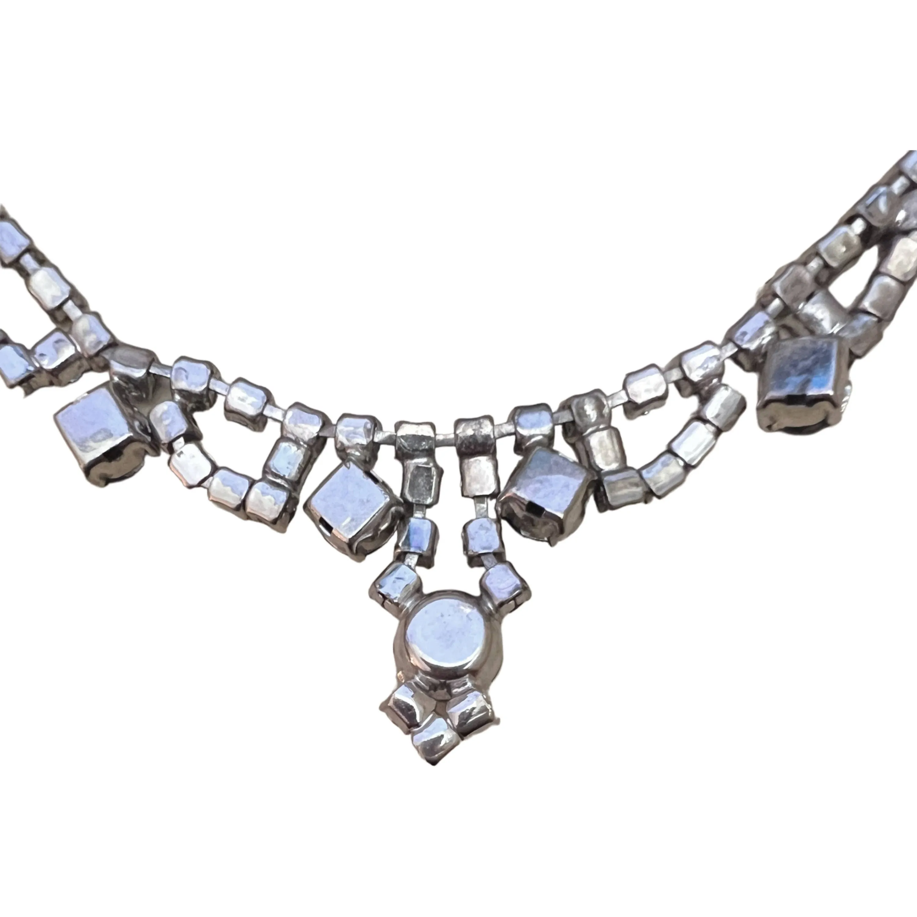 Vintage 1950s Blue Rhinestone Choker Necklace