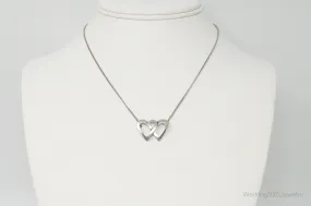 Vintage Linked Open Hearts Sterling Silver Necklace