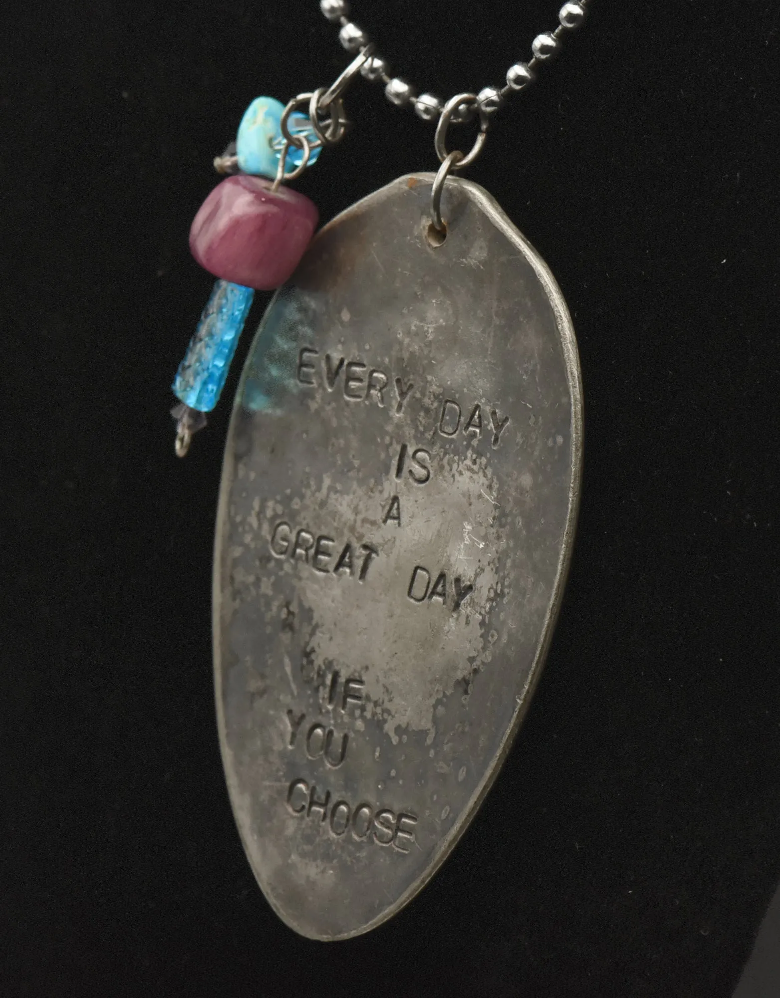 Vintage "Every Day is a Great Day" Pendant Chain Necklace - 26"