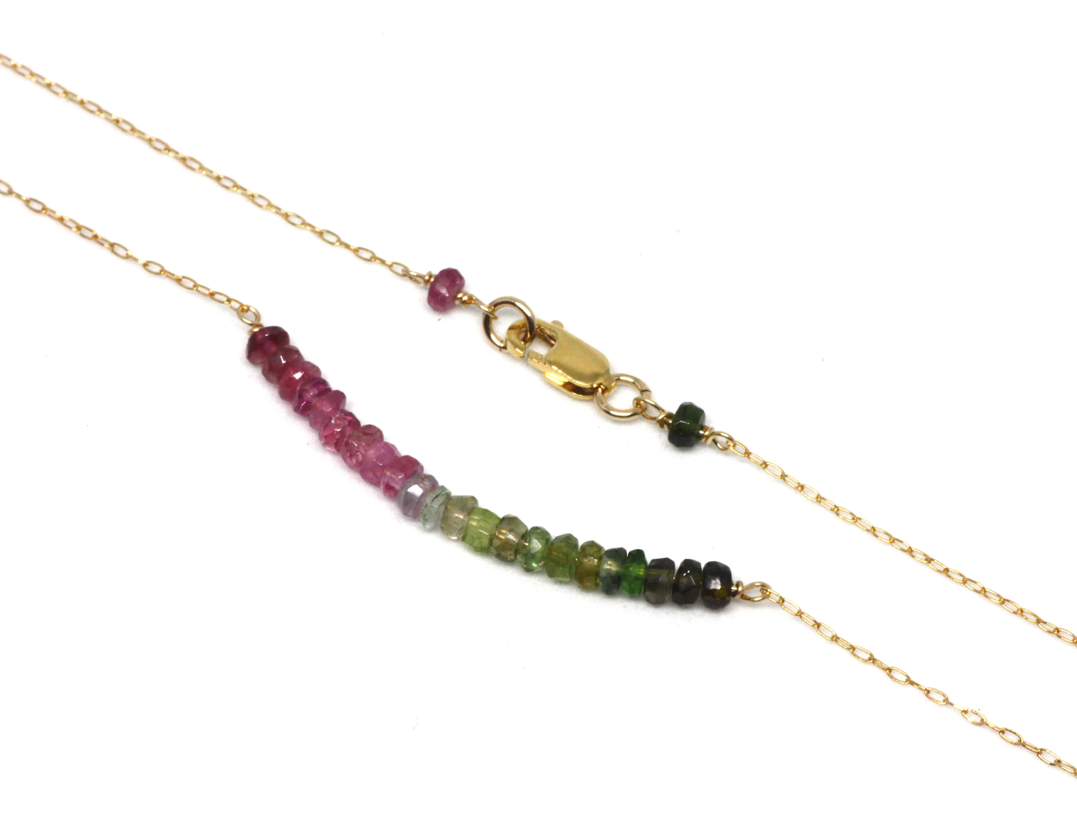 Watermelon Tourmaline Bar Necklace