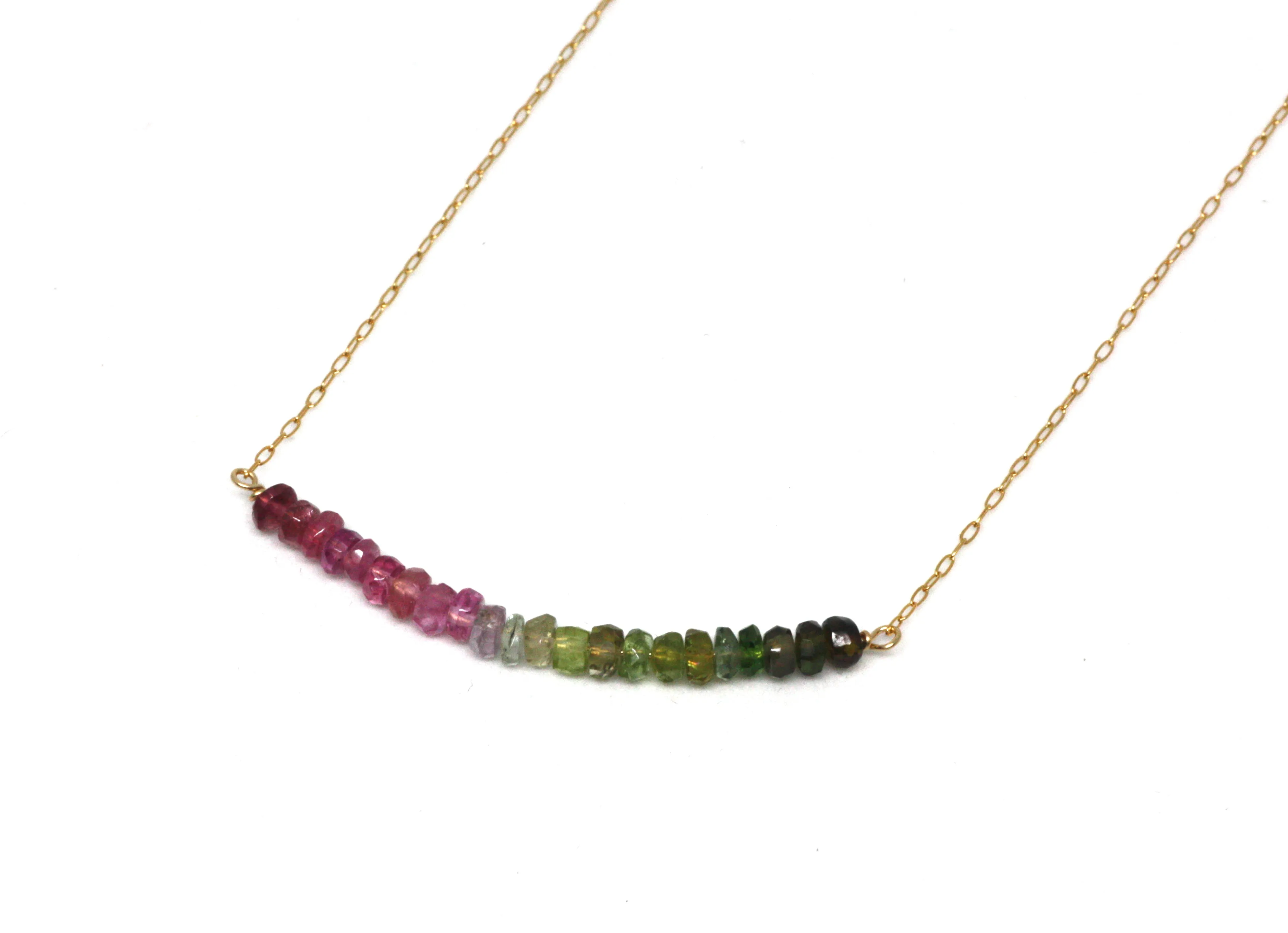 Watermelon Tourmaline Bar Necklace