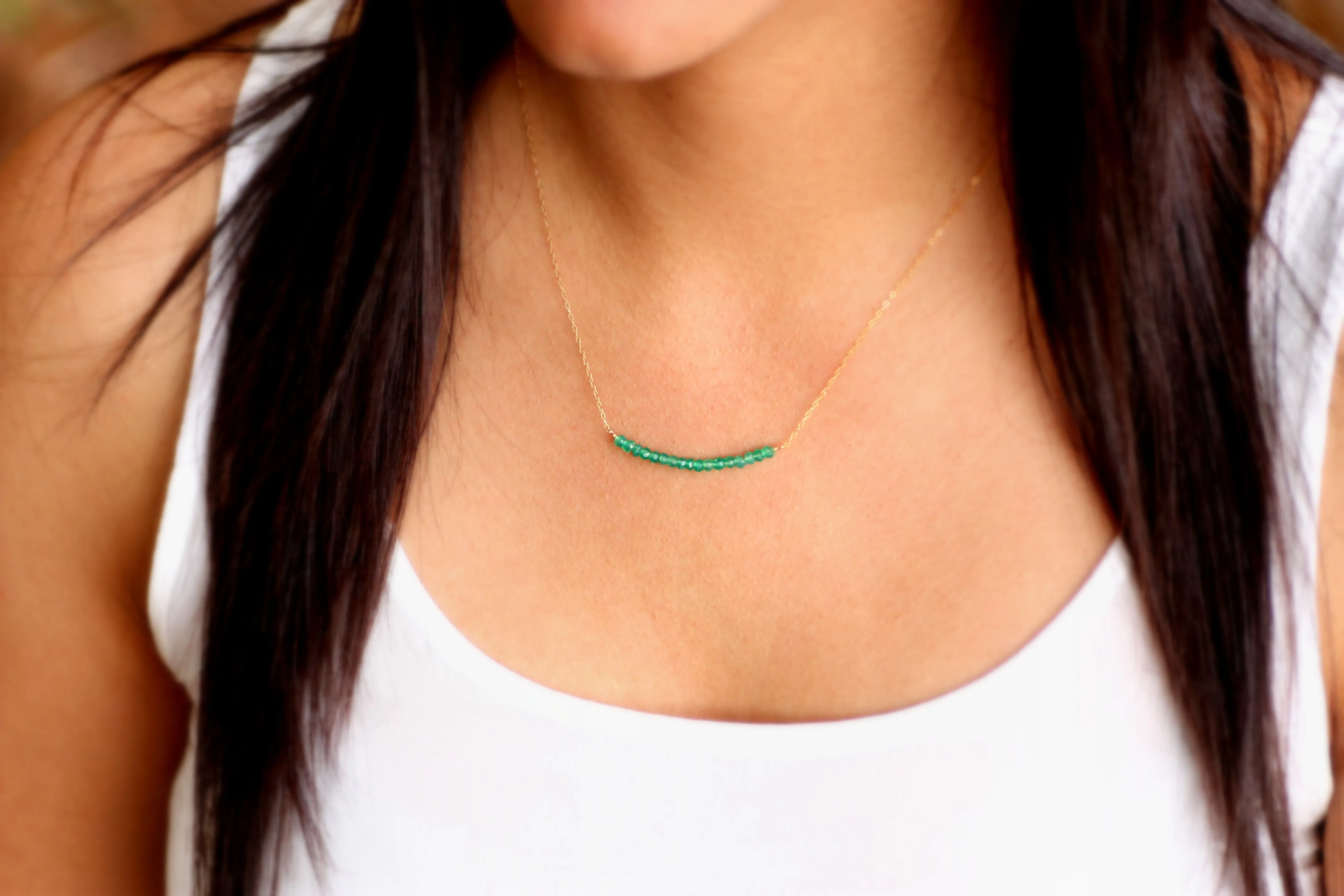 Watermelon Tourmaline Bar Necklace