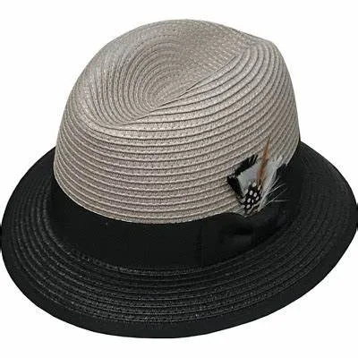 Whittier Faux Milan Lowrider Straw Hat - Grey/Black