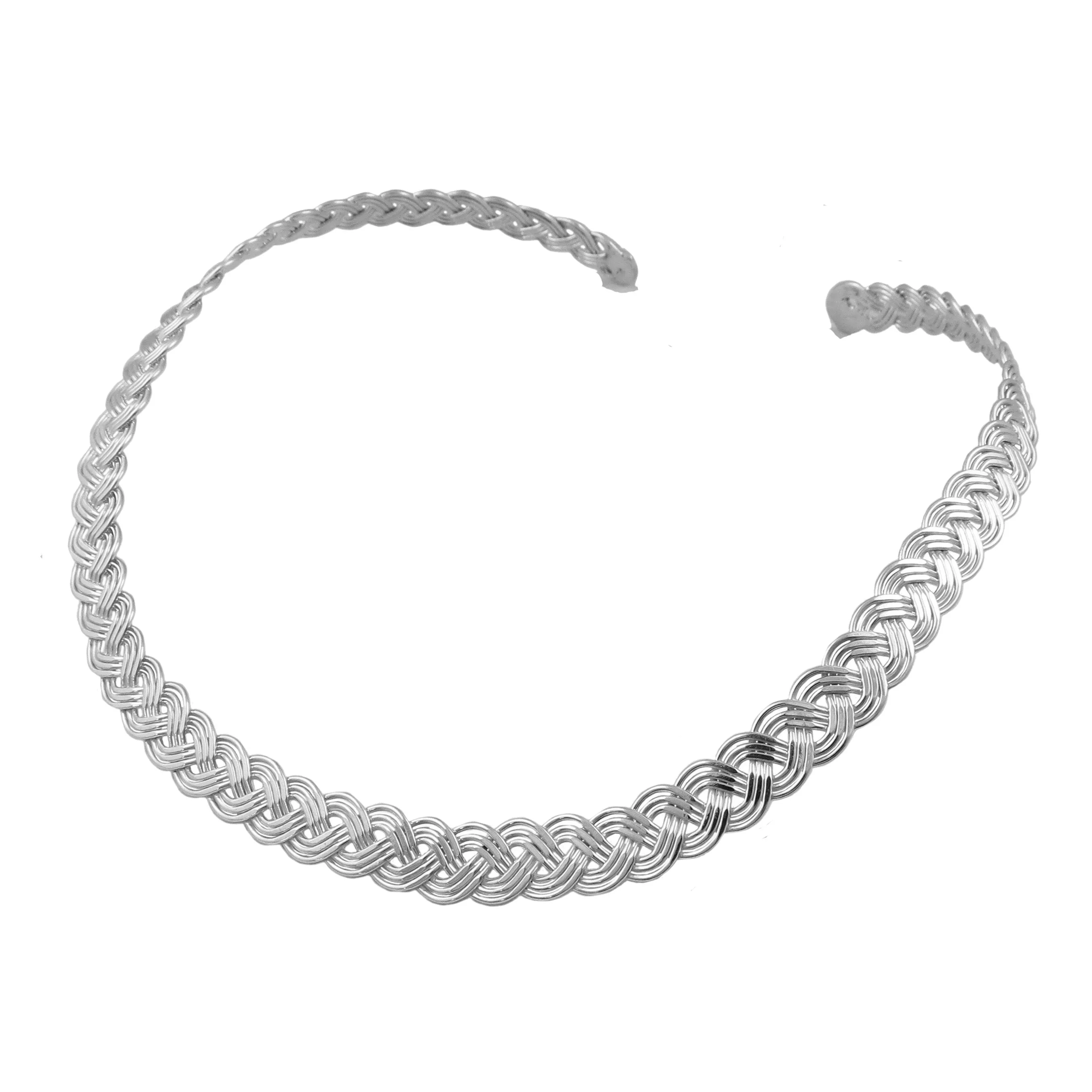 Woven Torc Sterling Silver Choker Necklace