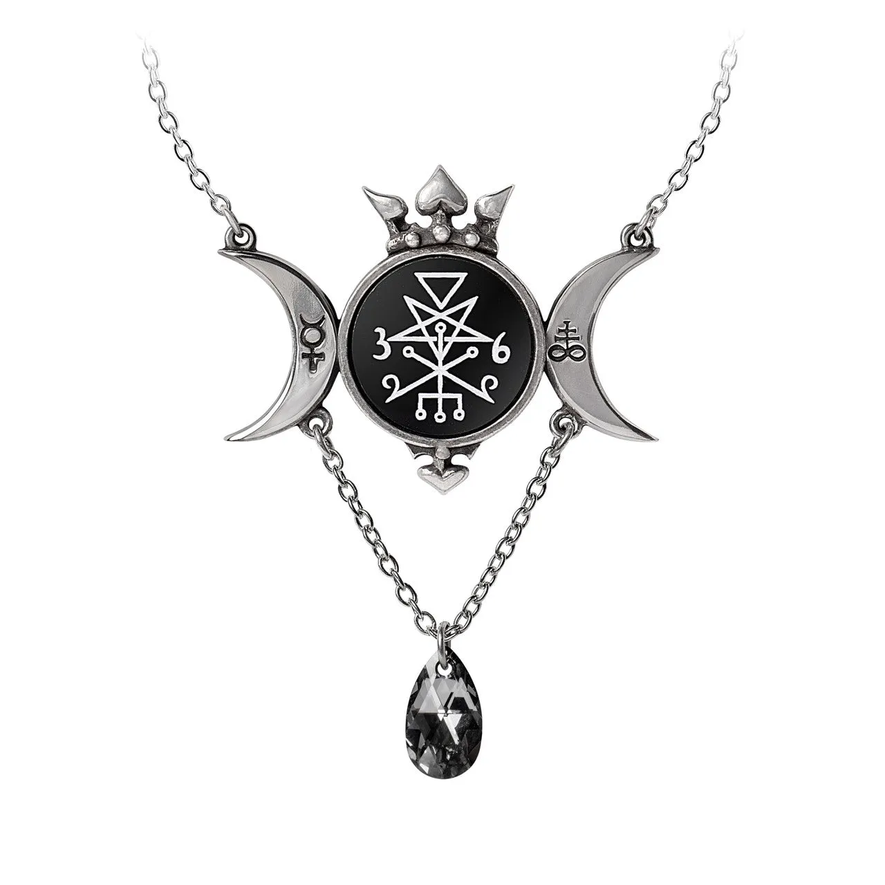 Wycca Queen Crystal Moon Pendant Necklace by Alchemy Gothic