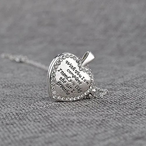 YELLOW CHIMES Love Message Heart Crystal Locket Pendant for Girls and Women