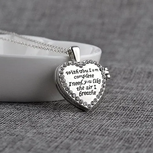 YELLOW CHIMES Love Message Heart Crystal Locket Pendant for Girls and Women