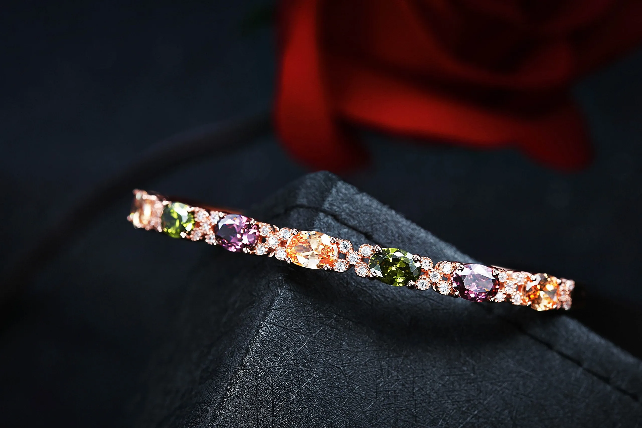 Yellow Chimes Multicolor AAA Grade Swiss Cz Rose Gold Plated Bracelet for Women & Girls