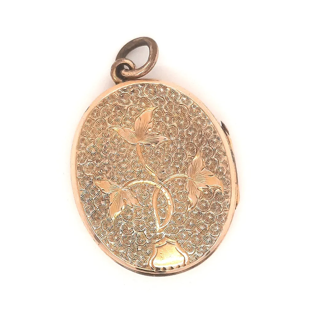 Yellow Gold Opening Locket with Engraved Front & Back