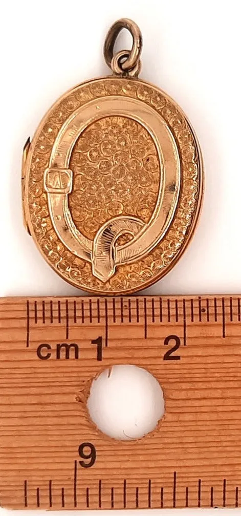 Yellow Gold Opening Locket with Engraved Front & Back