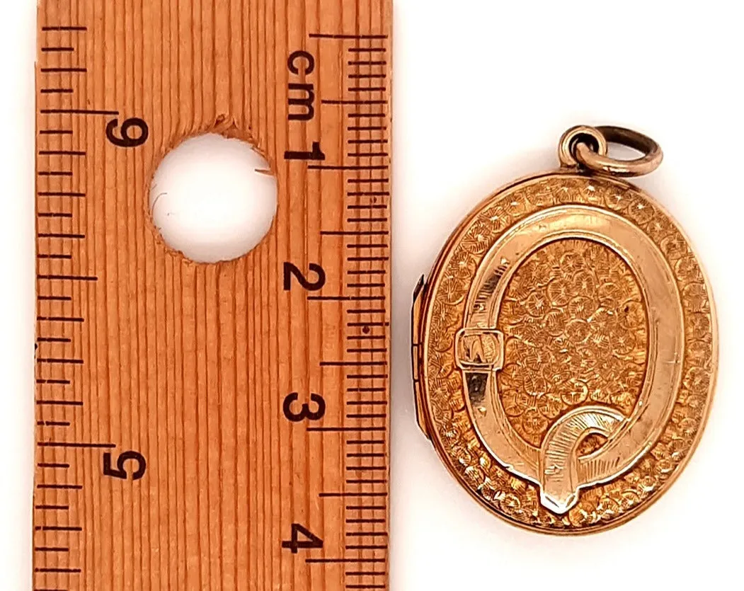 Yellow Gold Opening Locket with Engraved Front & Back