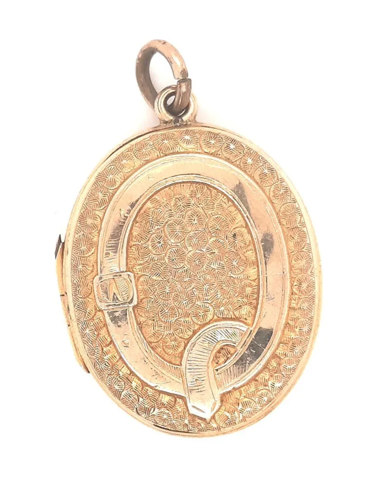 Yellow Gold Opening Locket with Engraved Front & Back