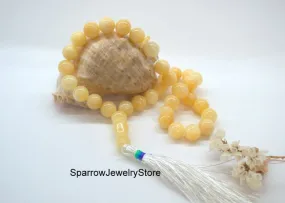 Yellow jade pocket mala bracelet Natural jade worry beads 27 or 33 bead Energy healing bracelet Personalized gifts Handmade gift for her him