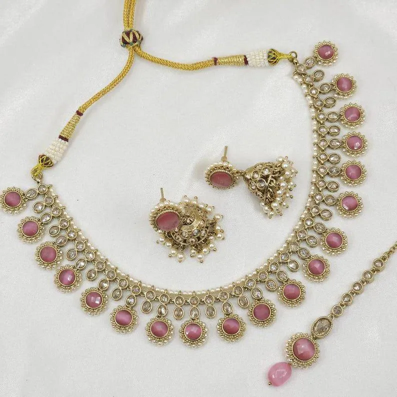 Zia Polki Necklace Set - In Six Colours