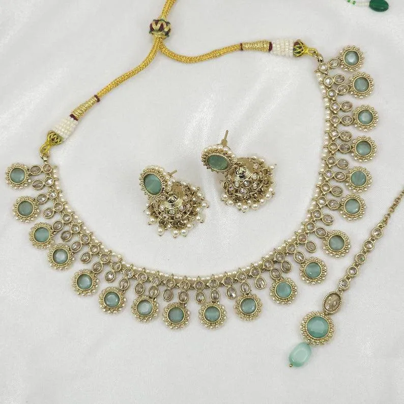 Zia Polki Necklace Set - In Six Colours